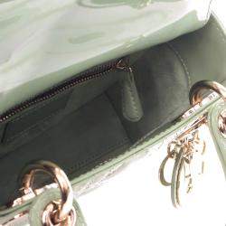 Pre Owned Dior Green Mini Patent Cannage Lady Dior