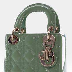 Pre Owned Dior Green Mini Patent Cannage Lady Dior