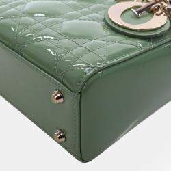 Pre Owned Dior Green Mini Patent Cannage Lady Dior