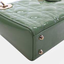 Pre Owned Dior Green Mini Patent Cannage Lady Dior