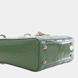 Pre Owned Dior Green Mini Patent Cannage Lady Dior