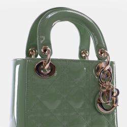 Pre Owned Dior Green Mini Patent Cannage Lady Dior