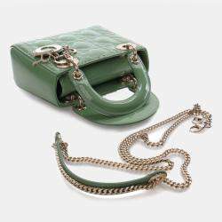 Pre Owned Dior Green Mini Patent Cannage Lady Dior