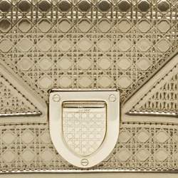 Pre Owned Dior Diorama Baby Gold Microcannage Patent Leather Clutch