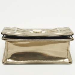 Pre Owned Dior Diorama Baby Gold Microcannage Patent Leather Clutch