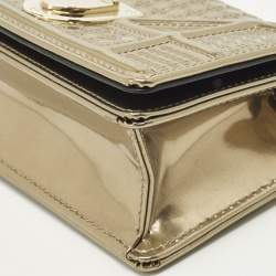 Pre Owned Dior Diorama Baby Gold Microcannage Patent Leather Clutch