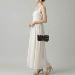 Pre Owned حقيبة كتف ديور ميس ديور بروميناد أسود كاناج جلد براءات مع سلسلة