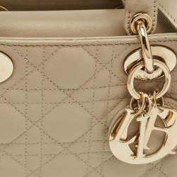 مملوكة مسبقًا حقيبة يد توتس ديور ليدي دي-جوي جلد كاناج بيج متوسط