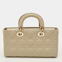 مملوكة مسبقًا حقيبة يد توتس ديور ليدي دي-جوي جلد كاناج بيج متوسط