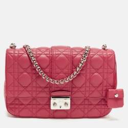 Pre Owned Dior Miss Dior Medium Hot Pink Cannage Leather Shoulder Bag