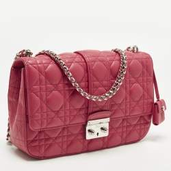 Pre Owned Dior Miss Dior Medium Hot Pink Cannage Leather Shoulder Bag
