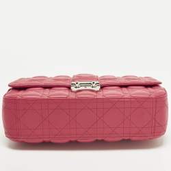 Pre Owned Dior Miss Dior Medium Hot Pink Cannage Leather Shoulder Bag