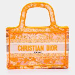 Pre Owned Dior Orange Mini Canvas Embroidered Dioriviera Toile De Jouy Book Tote
