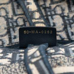 Pre Owned Dior Blue Oblique Embroidered Canvas Saddle Bag