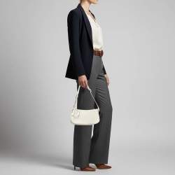 Pre Owned Dior Charm White Leather Hobo