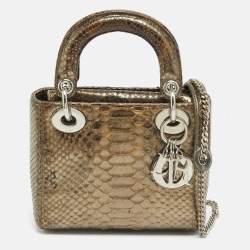 مملوكة مسبقًا Dior Lady Dior Mini Metallic Python Tote