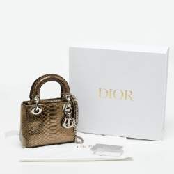 مملوكة مسبقًا Dior Lady Dior Mini Metallic Python Tote