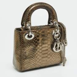 مملوكة مسبقًا Dior Lady Dior Mini Metallic Python Tote