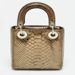 مملوكة مسبقًا Dior Lady Dior Mini Metallic Python Tote