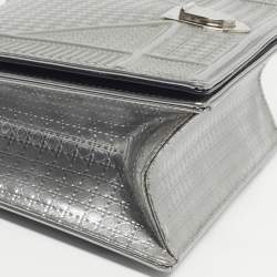 مملوكة مسبقًا Dior Diorama Medium Grey Microcannage Patent Leather Shoulder Bag