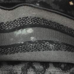 Pre Owned Dior Lady D-Lite Medium Grey Leopard Print Canvas Tote