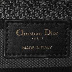 Pre Owned Dior Lady D-Lite Medium Grey Leopard Print Canvas Tote