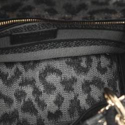 Pre Owned Dior Lady D-Lite Medium Grey Leopard Print Canvas Tote