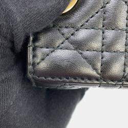 Pre Owned Dior Lady D-Joy Cannage 3-Way Bag Black Lambskin Size Micro