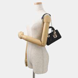 Pre Owned Dior Lady D-Joy Cannage 3-Way Bag Black Lambskin Size Micro