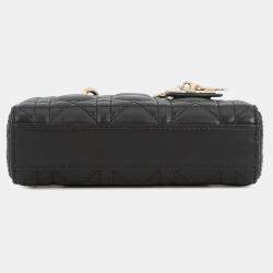 Pre Owned Dior Lady D-Joy Cannage 3-Way Bag Black Lambskin Size Micro