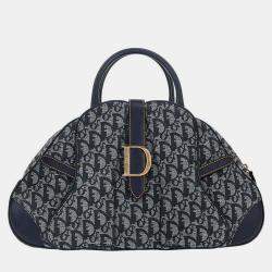 Pre Owned Christian Dior Navy Double Saddle Trotter Handbag