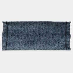 Pre Owned حقيبة يد ديور بوك توت دينم أوبليك زرقاء كبيرة