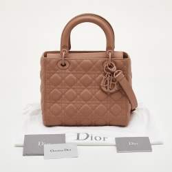 Pre Owned حقيبة يد ديور ليدي ديور جلد كاناج أسود غير لامع متوسطة الحجم