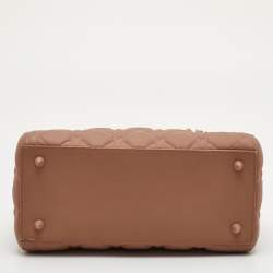 Pre Owned حقيبة يد ديور ليدي ديور جلد كاناج أسود غير لامع متوسطة الحجم