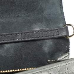 Pre Owned Dior 2 in 1 30 Montaigne Silver Microcannage Patent Leather Pouch