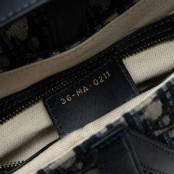 Pre Owned Dior Blue Oblique Canvas Saddle Bag