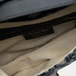 Pre Owned Dior Blue Oblique Canvas Saddle Bag