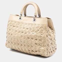 Pre Owned حقيبة ديور ليدي ديور أفينيو منسوج جلد حمل بنية
