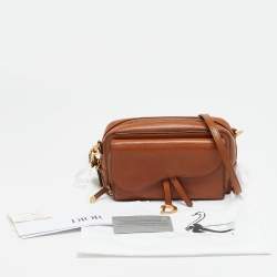 Pre Owned حقيبة كروس بودي مزدوجة الجيوب جلد بني ديور سادل