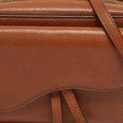 Pre Owned حقيبة كروس بودي مزدوجة الجيوب جلد بني ديور سادل