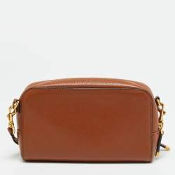 Pre Owned حقيبة كروس بودي مزدوجة الجيوب جلد بني ديور سادل