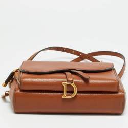 Pre Owned حقيبة كروس بودي مزدوجة الجيوب جلد بني ديور سادل