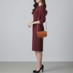 Pre Owned حقيبة كروس بودي مزدوجة الجيوب جلد بني ديور سادل