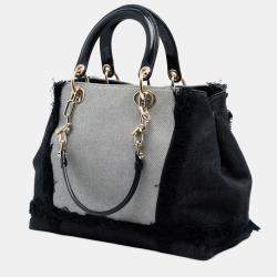 Pre Owned حقيبة ديور ساتشيل دي ضوء رقعة دنيم سوداء