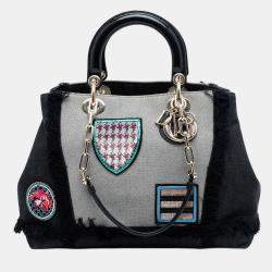 Pre Owned Dior Black Denim Patch D Light Satchel