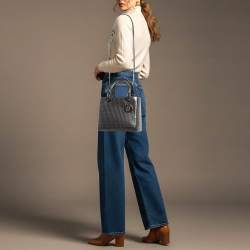 مملوكة مسبقًا Dior Lady Dior Medium Metallic Dark Grey Microcannage Leather Tote