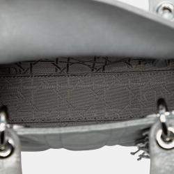 Pre Owned Dior Silver Mini Iridescent Lambskin Cannage Lady Dior
