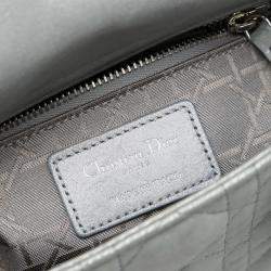 Pre Owned Dior Silver Mini Iridescent Lambskin Cannage Lady Dior