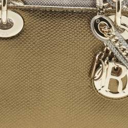 Pre Owned حقيبة يد ديور ليدي ديور ميني جلد سحلية أومبريه زرقاء