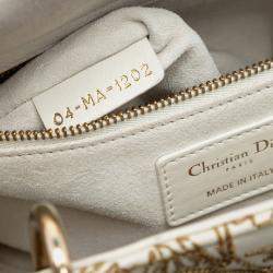 Pre Owned Dior Beige Medium Calfskin Embroidered Astrology Lady Dior